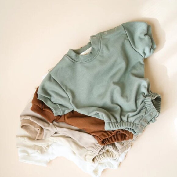 Brown Aziel and Luca Short Sleeve Bubble Romper - Picture 2 of 3